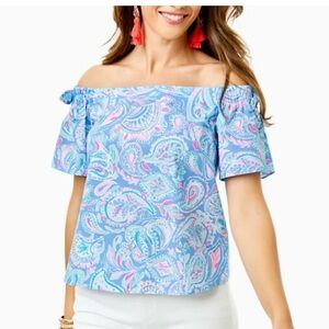Lilly Pulitzer Tamara Top Zanibar Blue Top - Small